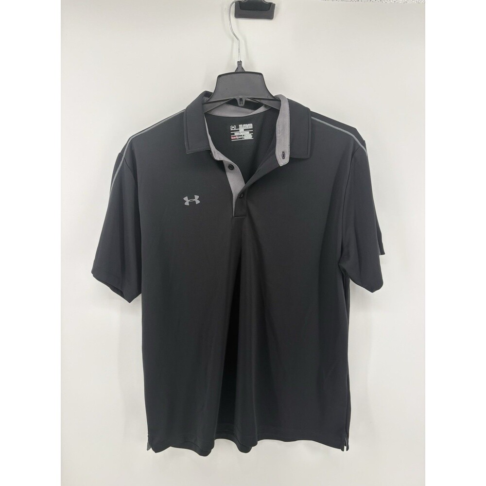 Under Armour HeatGear Men's Black Short Sleeve Collared Polo 2XL Loose Logo